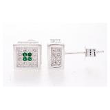 .925 Sterling Silver Square Pave Stud Earrings
