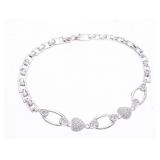 925 Sterling Silver Bracelet Puffed Pave Gemstone