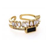 18kt G.P. Crown Style Ring Baguettes & Blue Gemsto