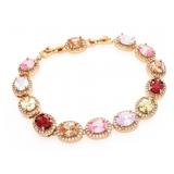 18kt Gold Overlay Oval Cut Gemstone Bracelet w/ Ha