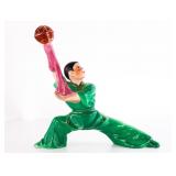 Ceramic Figurine in Traditional Attire with Lattic