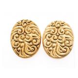 "J.N.Y." Oval Design Clip on Earrings (Stamped J