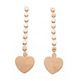 18kt Oro Laminado Drop Round Chain Heart Earrings