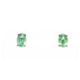 Sterling Silver GF Oval cut Columbian Emerald Stud
