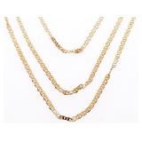 18kt BGO Triple Flat Gucci Style Graduating Neckla