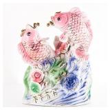 Decorative Porcelain Figurine with Koi Fish