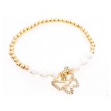 18kt BGO Flex Gold Bead & Pearl Bracelet w/ Butter