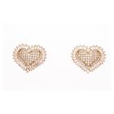 18kt BGO Pave Heart & Baguette Gemstone  Stud Earr