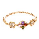 18kt Oro Laminado Gemstone Bracelet Marquis Cuts