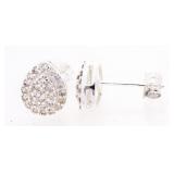 .925 Sterling Silver Pear Shape Cluster Stud Back