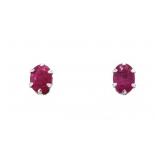 Sterling Silver Genuine Oval Cut Ruby Studs (2.00c