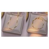 18kt GP Twist Style Herring Bone Necklace & Bracel