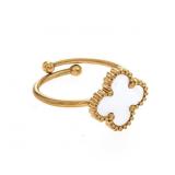 18kt G.P. 4 Leaf Clover Enamel Ring Adjust. Band (