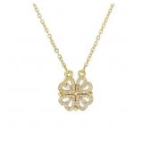 18kt GP Four Heart Necklace w/Baguette CZ