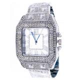 Unisex Qtz. Bling Watch Stainless Steel Square Dia