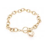 18kt Oro Laminado Rolo Link Bracelet Puff Heart Ta
