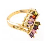 18kt BGO Baguette Gemstone Swirl Style ring Size 8