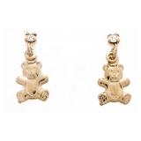 18kt BGO Stud Teddy Bear Earrings