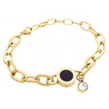 18kt GP Oval Link Bracelet w/RD Blk. Enamel & CZ