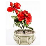 Decorative Artificial Potted Plant with Red Cerami
