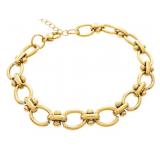 18kt GP Oval Link Bracelet w/RD Blk. Enamel & CZ
