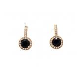 18kt Oro Laminado Round Cut Stud Earrings w/ Halo