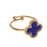 18kt G.P. 4 Leaf Clover Enamel Ring Adjust. Band (
