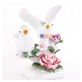 Ceramic Porcelain Figurine with White Doves and Co