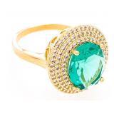 18kt BGO Cocktail Ring  Oval Emerald Green Swarovs