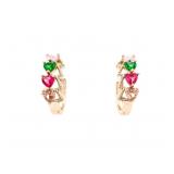 18kt BGO Multi Heart Gemstone Hoop Style Earring