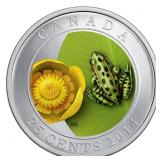 2014 25c Water-Lily And Leopard Frog - Coloured Co