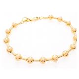 18kt Gold Overlay Bead & Bar Design Bracelet 7.5"