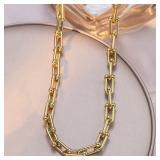 18kt GP Paper Clip Link Necklace & Matching Earrin