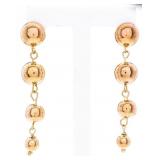 18kt BGO Drop 4 Tier Bead Earrings Stud Backs