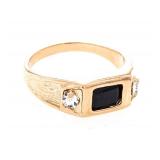 18kt Oro Laminado Bezel Set Onyx & Gemstone Signet
