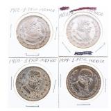 Lot 4 - 1959,60,61,62 Mexico 1 PESO Coins