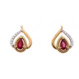Sterling Silver  GF Pear Cut Ruby & White Saphire