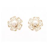18kt Oro Laminado Pearl Stud Earrings