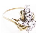 Estate 14kt Gold Diamond Cluster Ring -(.70ct.) Di