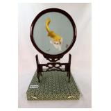 Oriental Silk Embroidered Cat