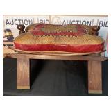 Vintage Camel Saddle Leather Cushion Foot Stool