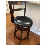 Cappuccino Wood Barstool Black leather Seat 30"H