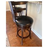 Cappuccino Wood Barstool Black leather Seat 30"H