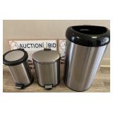3- Various Sizes Stainless Trash Can