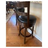 Cappuccino Wood Barstool Black leather Seat 30"H