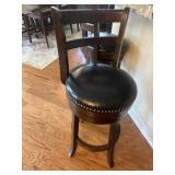 Cappuccino Wood Barstool Black leather Seat 30"H
