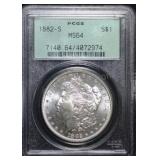 1882-S Morgan Silver Dollar OGH MS64 PCGS