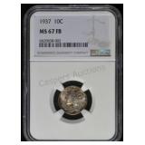 1937 Mercury Dime MS67 FB NGC