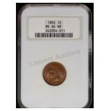 1892 Indian Head Cent MS64 RB NGC