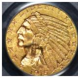 1915 $5.00 Gold Indian MS62 PCGS CAC